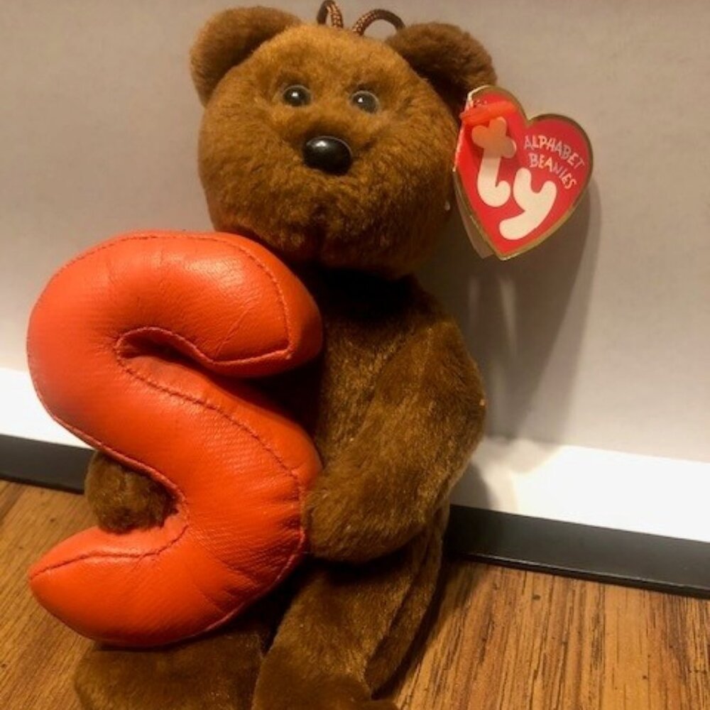 Set of Two 1988 TY Alphabet Beanie Baby - Letters E & S